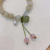 Natural Hetian jade old bead 10mm bracelet, matched with 925 sterling