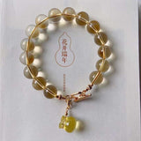 Natural Topaz 10m bracelet, with Topaz carved small purse and 14k gold