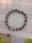 Natural grey moonlight 8mm bracelet with strawberry crystal and S925 s
