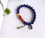 Original natural lapis lazuli single ring bracelet natural lapis lazuli 9mm with emperor cinnabar fi