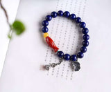 Original natural lapis lazuli single ring bracelet natural lapis lazuli 9mm with emperor cinnabar fi