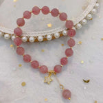 Natural horse powder 8mm bracelet with 925 Sterling Silver Star Pendant
