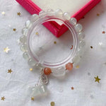 Natural white moonlight 8mm bracelet, with sun stone, white moonlight
