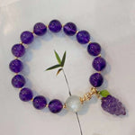 Natural amethyst 10mm bracelet with white moonlight and Amethyst carve