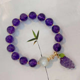 Natural amethyst 10mm bracelet with white moonlight and Amethyst carve