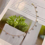 Natural grey moonlight 5mm Anklet with 14K gold wrapped love chain