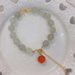 Natural white moonlight 9mm bracelet with 925 Sterling Silver Moon acc