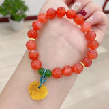 Natural non red agate 10mm bracelet, matched with Jasper, honey wax an