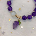Natural amethyst 10mm bracelet with white moonlight and Amethyst carve