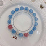 Natural sea blue treasure 9mm bracelet with horse powder and 925 Sterling Silver fishtail Pendant
