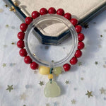 Natural cinnabar 8mm bracelet. Match with honey wax, Hotan jade old pe