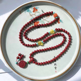 Natural raw ore cinnabar purple gold sand Buddha bead bracelet and necklace are dual-purpose Seiko p