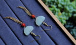 Just to meet the most beautiful you!Super beautiful natural Hotan Jade Butterfly Design Earrings are