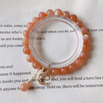 Natural sun stone 8mm bracelet with 14K gold wrapped little moon penda