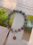 Natural grey moonlight 8mm bracelet with strawberry crystal and S925 s