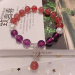 Strawberry crystal 8mm bracelet with Amethyst pearl and S925 Sterling