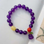 Natural amethyst 10mm bracelet with natural honey wax, south red and A