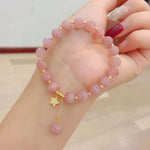Natural horse powder 8mm bracelet with 925 Sterling Silver Star Pendant