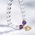 Natural 8mm white crystal bracelet, popular peach heart pendant, decor