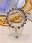 Natural grey moonlight 8mm bracelet with 925 sterling silver beads and