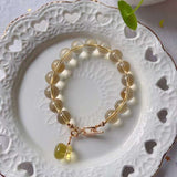 Natural Topaz 10m bracelet, with Topaz carved small purse and 14k gold
