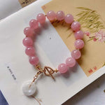 Natural horse powder 11mm bracelet with white moonlight safety buckle