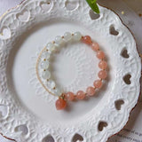 Natural white moonlight & Orange moonlight 8mm bracelet with Sunstone