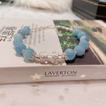 Natural sea blue treasure 7.4mm bracelet. Match with pearl, S925 sterl