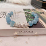 Natural sea blue treasure 7.4mm bracelet. Match with pearl, S925 sterl