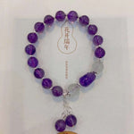 Natural amethyst 8mm bracelet, matched with Amethyst carving fortune luck, white moonlight