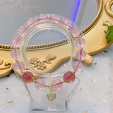 Natural starlight powder 10mm Folding Bracelet, with strawberry crysta