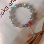 Natural grey moonlight 9mm bracelet, with grey moonlight starfish, str
