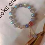 Natural grey moonlight 9mm bracelet, with grey moonlight starfish, str
