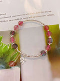 Natural strawberry crystal Moonstone bracelet with 925 Sterling Silver