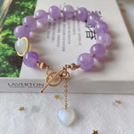 Natural lavender purple 10mm bracelet, with white moonlight, moonlight