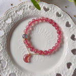 Natural strawberry crystal 8mm bracelet with strawberry crystal Moon P