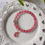 Natural strawberry crystal 8mm bracelet with strawberry crystal Moon P