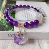 Natural amethyst 8mm bracelet with white moonlight and Amethyst stars