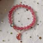 Natural strawberry crystal 8mm bracelet with strawberry crystal Moon P