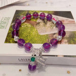 Natural amethyst 8mm bracelet. With white crystal cut face, S925 Sterl