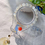 Natural white moonlight 8mm bracelet, with South Red Peach pendant, 14K Gold covered extension chain