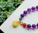 Natural amethyst design 2-ring bracelet style is unique, crystal is cl