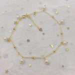 Natural pearl star foot chain, specification: 6mm. Match with 14K gold