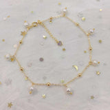 Natural pearl star foot chain, specification: 6mm. Match with 14K gold