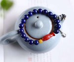 Original natural lapis lazuli single ring bracelet natural lapis lazuli 9mm with emperor cinnabar fi