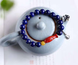 Original natural lapis lazuli single ring bracelet natural lapis lazuli 9mm with emperor cinnabar fi