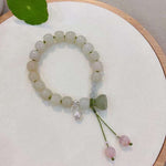 Natural Hetian jade old bead 10mm bracelet, matched with 925 sterling