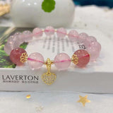 Natural starlight powder 10mm Folding Bracelet, with strawberry crysta
