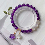 Natural amethyst 8mm bracelet with white moonlight and Amethyst stars