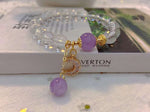 Natural white crystal cut 8mm bracelet with lavender Amethyst and 14k